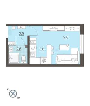Студия квартира, вторичка, 21м2, 5/8 этаж