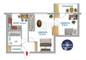 2-к квартира, вторичка, 37м2, 2/9 этаж