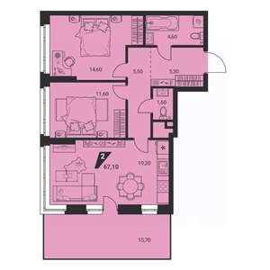 3-к квартира, вторичка, 67м2, 2/23 этаж