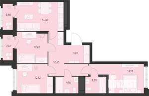 3-к квартира, вторичка, 74м2, 10/22 этаж