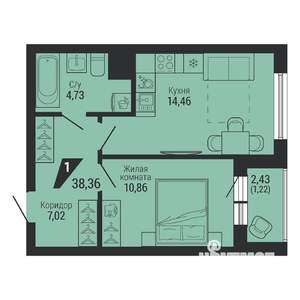 1-к квартира, вторичка, 38м2, 3/31 этаж