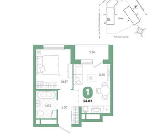 1-к квартира, вторичка, 35м2, 21/24 этаж