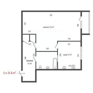 1-к квартира, вторичка, 32м2, 3/5 этаж