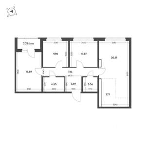 3-к квартира, вторичка, 84м2, 8/15 этаж