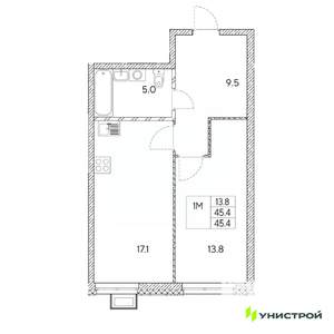 1-к квартира, вторичка, 45м2, 9/31 этаж