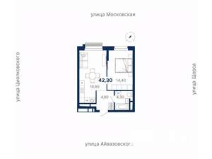 1-к квартира, вторичка, 42м2, 25/30 этаж