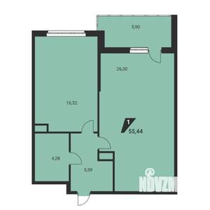2-к квартира, вторичка, 55м2, 23/25 этаж