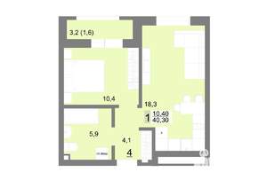 1-к квартира, вторичка, 40м2, 2/26 этаж
