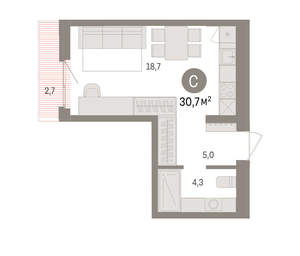 Студия квартира, вторичка, 31м2, 4/25 этаж
