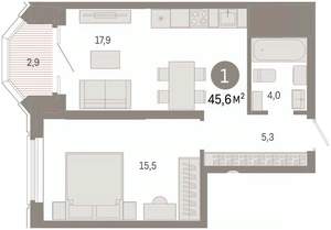 1-к квартира, вторичка, 46м2, 8/24 этаж