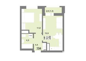 1-к квартира, вторичка, 38м2, 23/26 этаж
