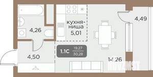 Студия квартира, вторичка, 30м2, 22/24 этаж