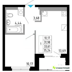 1-к квартира, вторичка, 34м2, 7/27 этаж