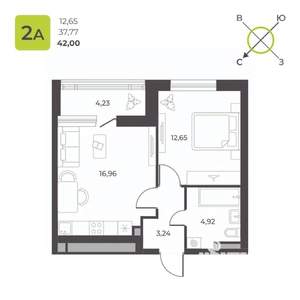 1-к квартира, вторичка, 42м2, 8/23 этаж