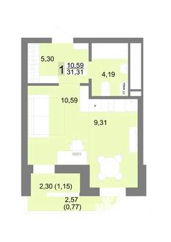 Студия квартира, вторичка, 31м2, 21/22 этаж