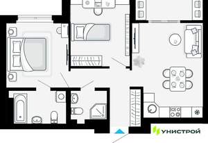 2-к квартира, вторичка, 57м2, 15/21 этаж