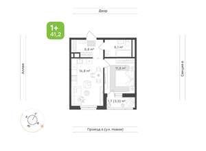1-к квартира, вторичка, 41м2, 8/17 этаж