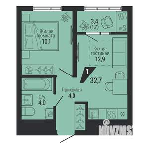 1-к квартира, вторичка, 33м2, 13/31 этаж