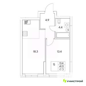 1-к квартира, вторичка, 41м2, 2/31 этаж