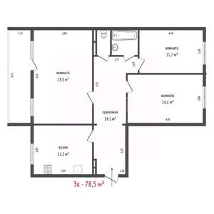 3-к квартира, вторичка, 79м2, 2/9 этаж