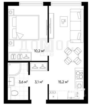 1-к квартира, вторичка, 32м2, 17/20 этаж