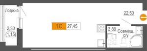 Студия квартира, вторичка, 27м2, 17/25 этаж