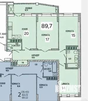 3-к квартира, вторичка, 100м2, 12/15 этаж