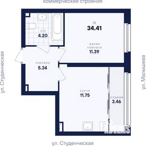 1-к квартира, вторичка, 34м2, 4/31 этаж