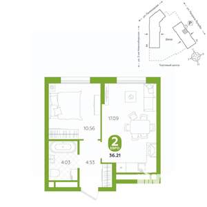 2-к квартира, вторичка, 36м2, 14/24 этаж