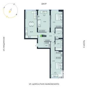3-к квартира, строящийся дом, 122м2, 2/31 этаж