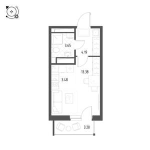 Студия квартира, строящийся дом, 25м2, 16/25 этаж