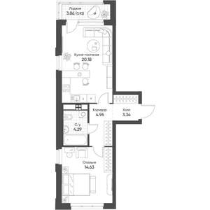 1-к квартира, вторичка, 49м2, 11/16 этаж