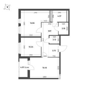 2-к квартира, вторичка, 69м2, 8/11 этаж