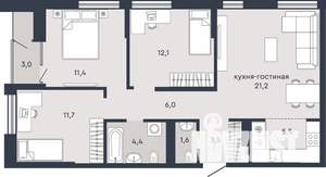 3-к квартира, вторичка, 79м2, 16/18 этаж