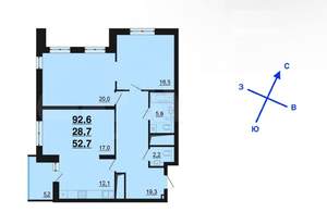 3-к квартира, вторичка, 93м2, 13/34 этаж