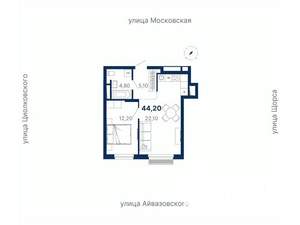 1-к квартира, вторичка, 44м2, 17/30 этаж