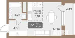 Студия квартира, вторичка, 30м2, 20/24 этаж