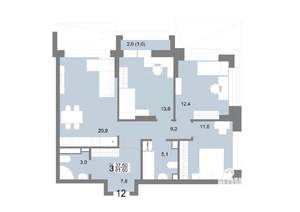 3-к квартира, вторичка, 82м2, 4/25 этаж