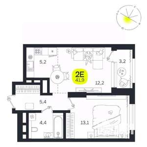 2-к квартира, вторичка, 42м2, 23/27 этаж