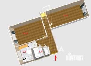 2-к квартира, вторичка, 44м2, 2/5 этаж