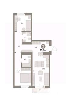 2-к квартира, вторичка, 70м2, 5/9 этаж