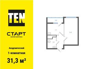 1-к квартира, вторичка, 31м2, 23/25 этаж