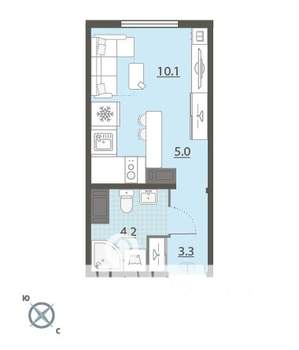 Студия квартира, вторичка, 23м2, 19/24 этаж