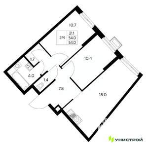 2-к квартира, вторичка, 54м2, 4/31 этаж