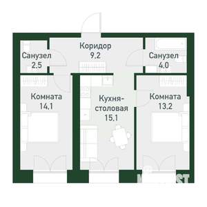 2-к квартира, вторичка, 57м2, 2/4 этаж