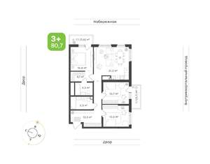 3-к квартира, вторичка, 81м2, 11/24 этаж