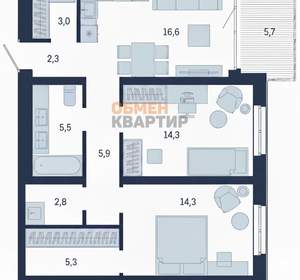 3-к квартира, вторичка, 75м2, 4/24 этаж