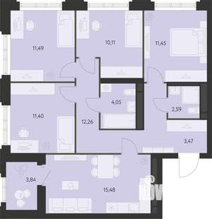 4-к квартира, вторичка, 84м2, 16/24 этаж