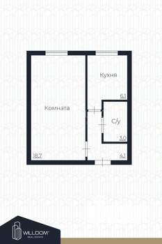 1-к квартира, вторичка, 32м2, 1/10 этаж