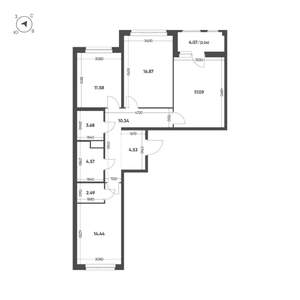 3-к квартира, вторичка, 88м2, 6/10 этаж